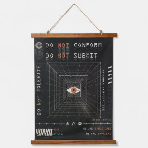 The Watcher - Techno-Brutalist Streetwear Design Hanging Tapestry