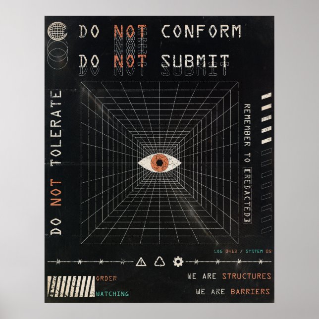 The Watcher - Techno-Brutalist Streetwear Design Poster (Front)