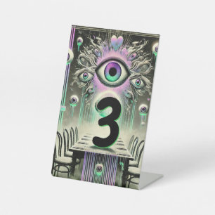 👁️ “The Watchful Table” Weirdcore Table Number 👁 Pedestal Sign