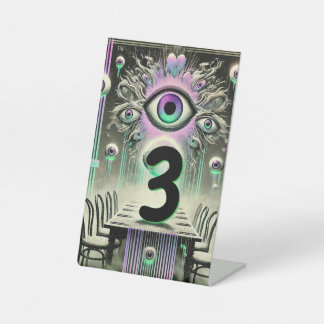 👁️ “The Watchful Table” Weirdcore Table Number 👁 Pedestal Sign