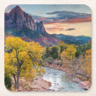The Watchman in Autumn Square Paper Coaster