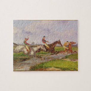The Water Jump: the Autumn Steeplechase at Ballara Jigsaw Puzzle