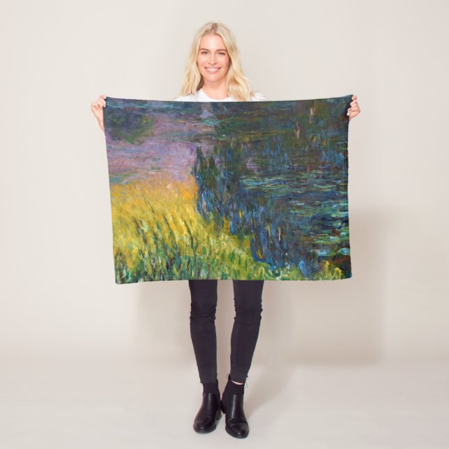The Water Lilies - Setting Sun, Claude Monet, 1916 Fleece Blanket (In Situ)