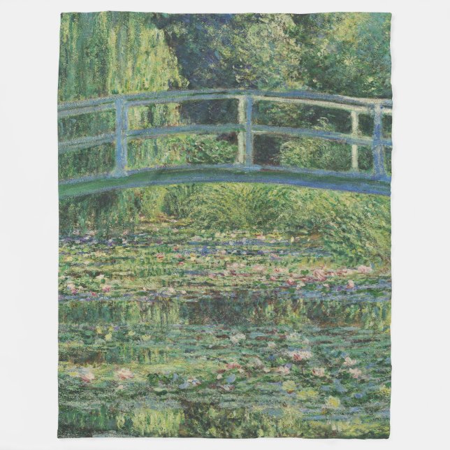 The Water-Lily Pond, Landscape Oil Painting, Monet Fleece Blanket (Front)