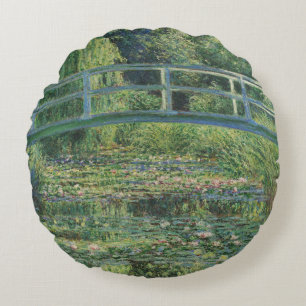 The Water-Lily Pond, Landscape Oil Painting, Monet Round Cushion