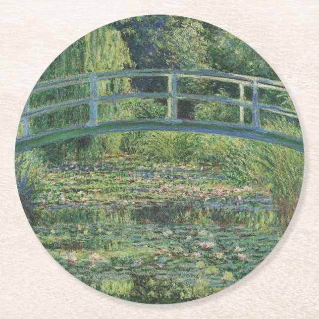 The Water-Lily Pond, Landscape Oil Painting, Monet Round Paper Coaster (Front)