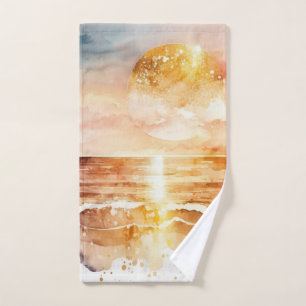 The Watercolor Beach Series Design 1 Hand Towel
