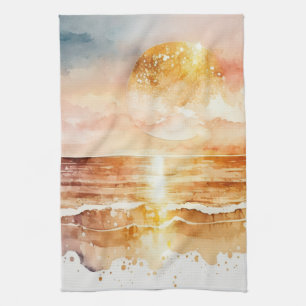 The Watercolor Beach Series Design 1 Tea Towel