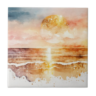 The Watercolor Beach Series Design 1 Tile