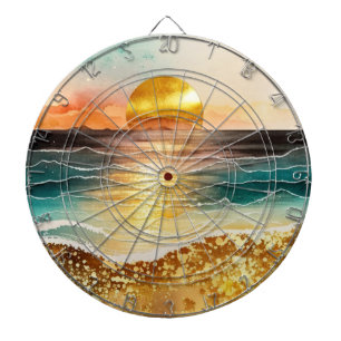 The Watercolor Beach Series Design 3 Dartboard