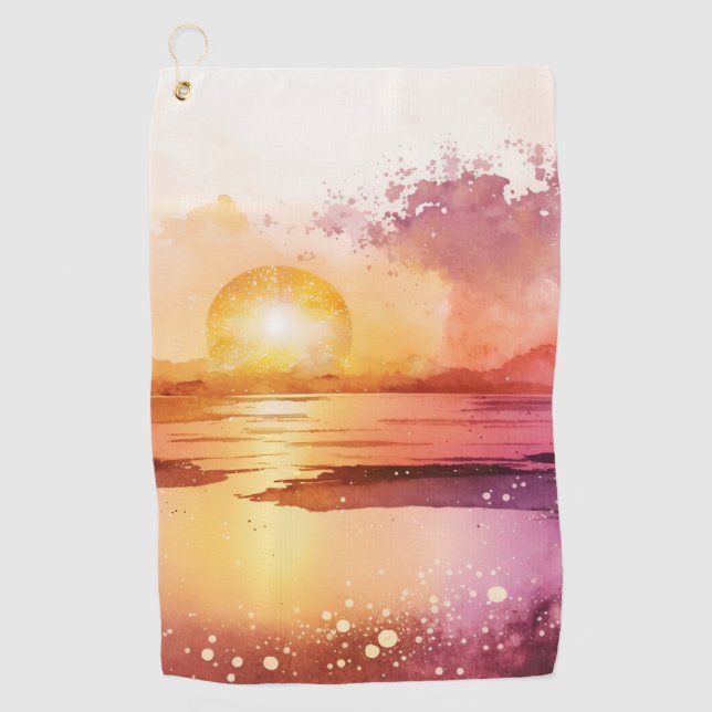 The Watercolor Beach Series Design 3 Golf Towel (Front)