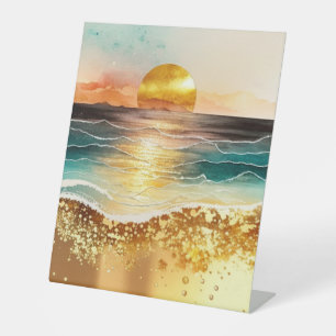 The Watercolor Beach Series Design 3 Pedestal Sign