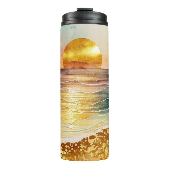 The Watercolor Beach Series Design 3 Thermal Tumbler (Front)