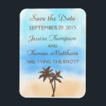 The Watercolor Beach Wedding Collection Magnet<br><div class="desc">Stylish and very chic, these watercolor beach wedding save the date magnets will make the perfect announcement for any bride and groom-to-be! The design features tropical palm trees on a beautiful watercolor background of soft sand, cool blue sea and a stunning turquoise sky. Perfect for any beach celebration! These save...</div>