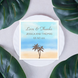 The Watercolor Beach Wedding Collection Napkin
