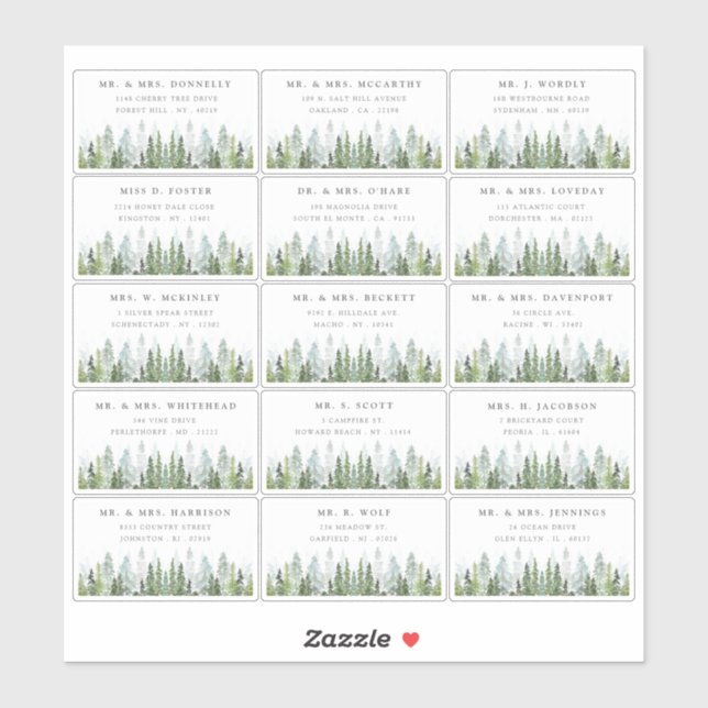 The Watercolor Pine Tree Forest Wedding Collection (Sheet)