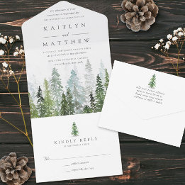 The Watercolor Pine Tree Forest Wedding Collection All In One Invitation
