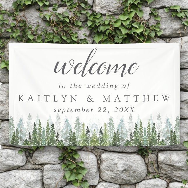 The Watercolor Pine Tree Forest Wedding Collection Banner (Creator Uploaded)