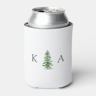 The Watercolor Pine Tree Forest Wedding Collection Can Cooler