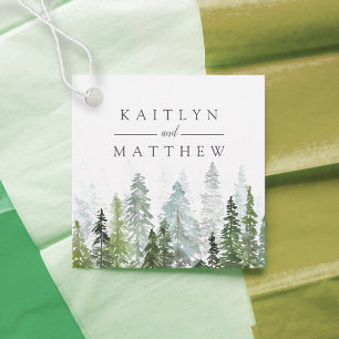 The Watercolor Pine Tree Forest Wedding Collection Favour Tags