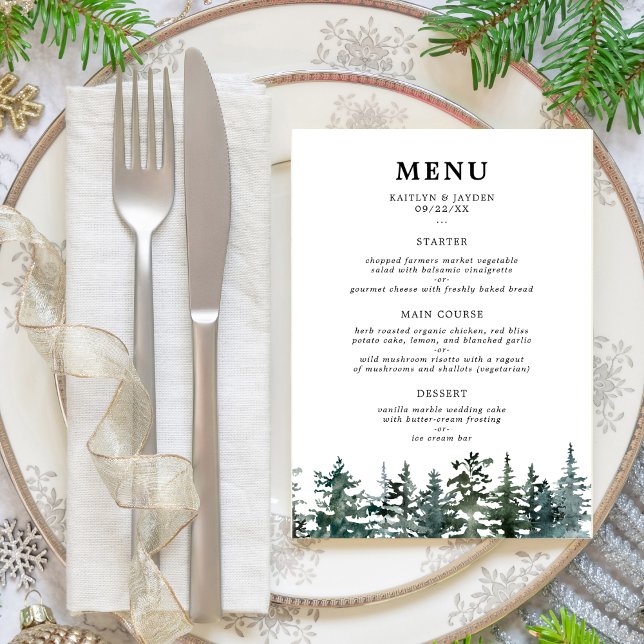 The Watercolor Pine Tree Forest Wedding Collection Menu (Creator Uploaded)