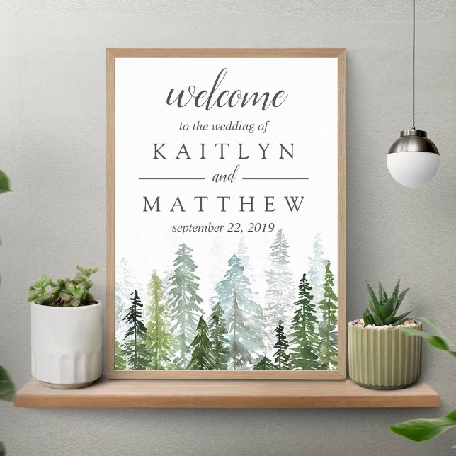 The Watercolor Pine Tree Forest Wedding Collection Poster (Creator Uploaded)