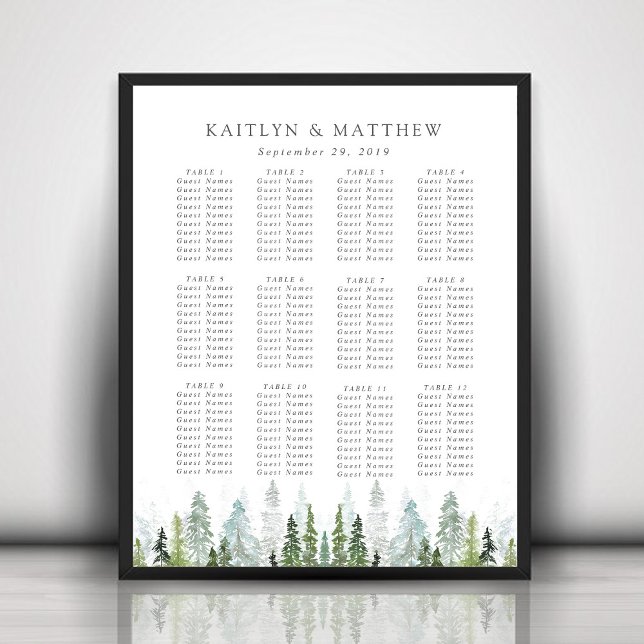 The Watercolor Pine Tree Forest Wedding Collection Poster (Creator Uploaded)