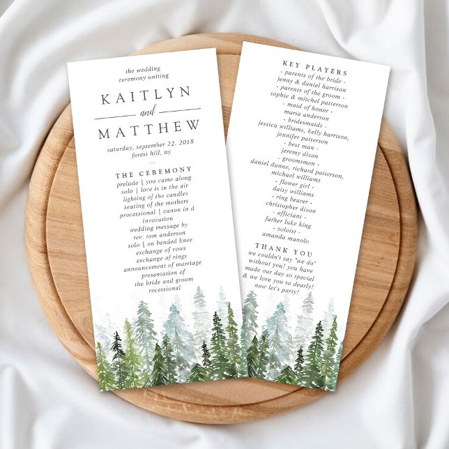 The Watercolor Pine Tree Forest Wedding Collection Programme (Creator Uploaded)