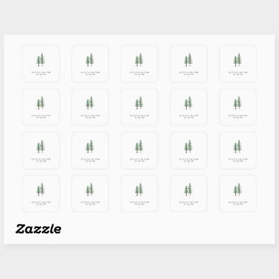 The Watercolor Pine Tree Forest Wedding Collection Square Sticker