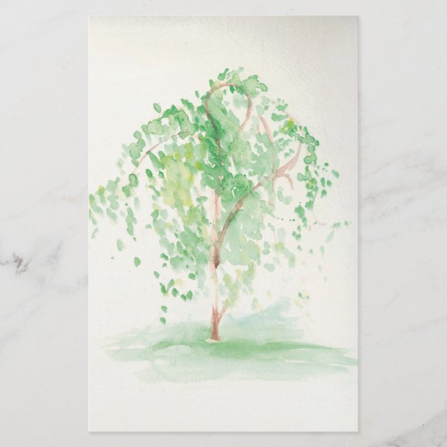 The Watercolor Willow Stationary Stationery (Front)