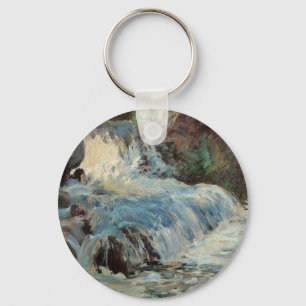 The Waterfall by Twachtman, Vintage Impressionism Key Ring