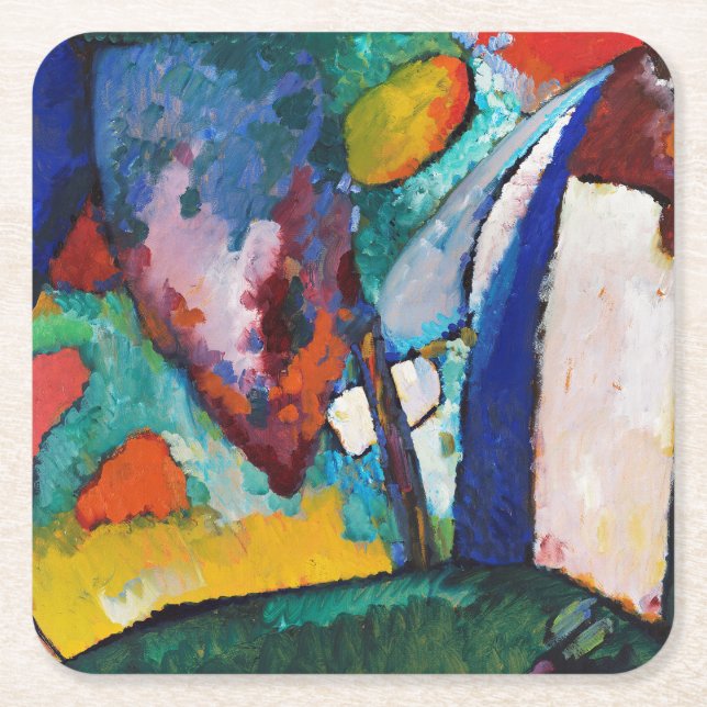 The Waterfall, Wassily Kandinsky Square Paper Coaster (Front)