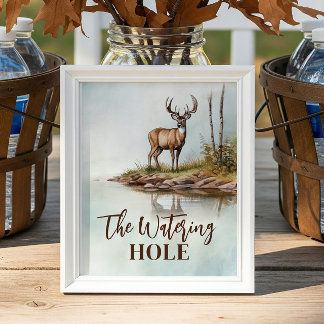 The Watering Hole Hunting Party Drinks Table Sign