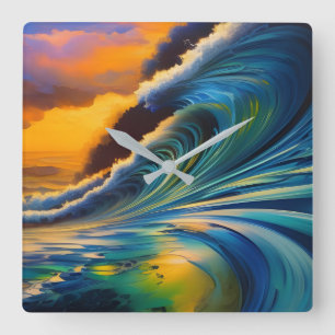The Wave at Sunrise Square Wall Clock