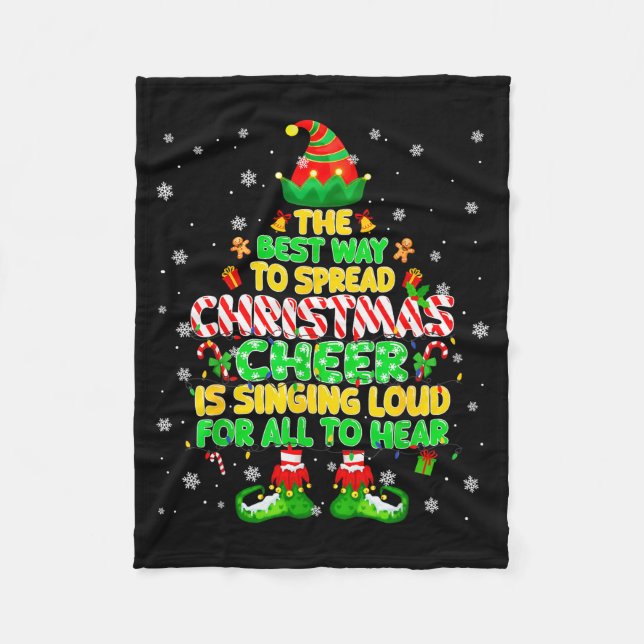 The Way To Spread Christmas Elf Xmas Boys Mens Kid Fleece Blanket (Front)