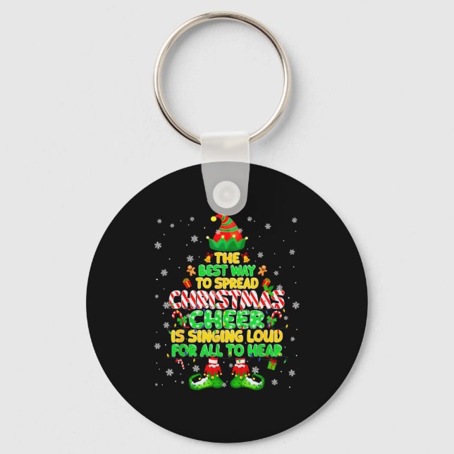 The Way To Spread Christmas Elf Xmas Boys Mens Kid Key Ring (Front)