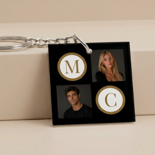 The Way We Are Custom Couple Photo Monogram Black Key Ring