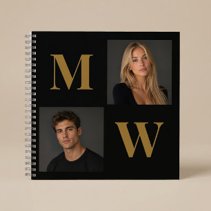The Way We Are Custom Couple Photo Monogram Black Notebook