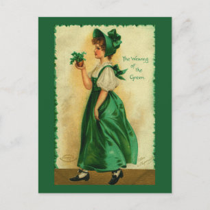 The Wearing of the Green Shamrock Art Postcard