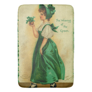 "The Wearing of the Green" vintage card, 1907 Bath Mat