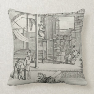 `The Weaving of Flower'd Silks', Two Women at Work Cushion