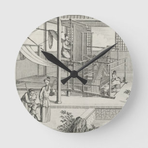 `The Weaving of Flower'd Silks', Two Women at Work Round Clock