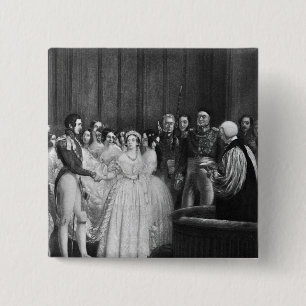The wedding ceremony 15 cm square badge