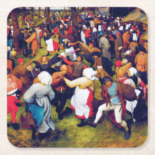 The Wedding Dance, Pieter Bruegel Square Paper Coaster