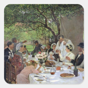 The Wedding Meal at Yport, 1886 Square Sticker