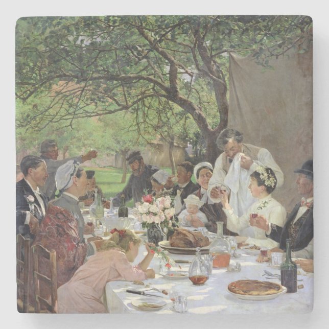 The Wedding Meal at Yport, 1886 Stone Coaster (Front)