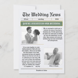 The Wedding News Vintage Newspaper Wedding  Invitation