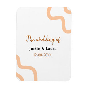 The wedding of add bride groom name date peach magnet