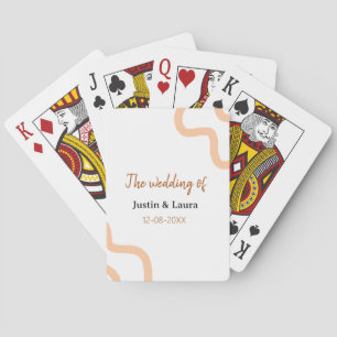 The wedding of add bride groom name date peach playing cards