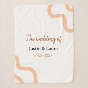 The wedding of add bride groom name date peach sherpa blanket